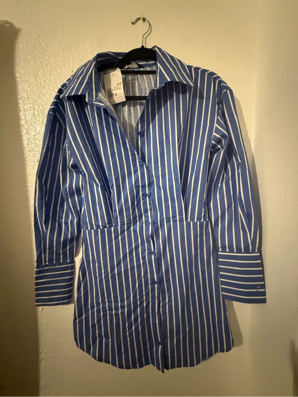 Forever 21 Blue and White Striped  Button-Up Shirt dress
